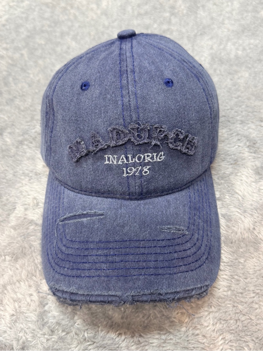 Inalorig 1978 Distressed Denim Baseball Cap - Blue
